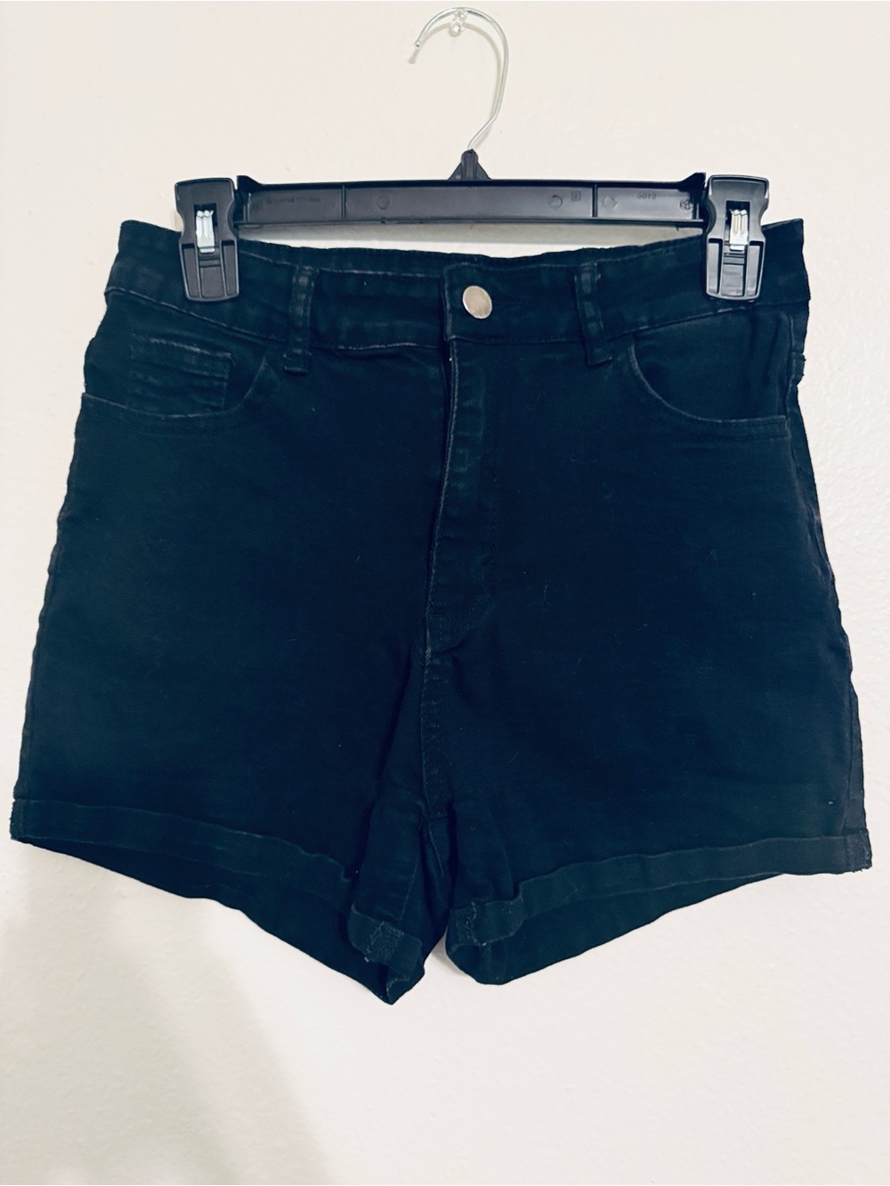 SHEIN Black High-Waist Denim Shorts